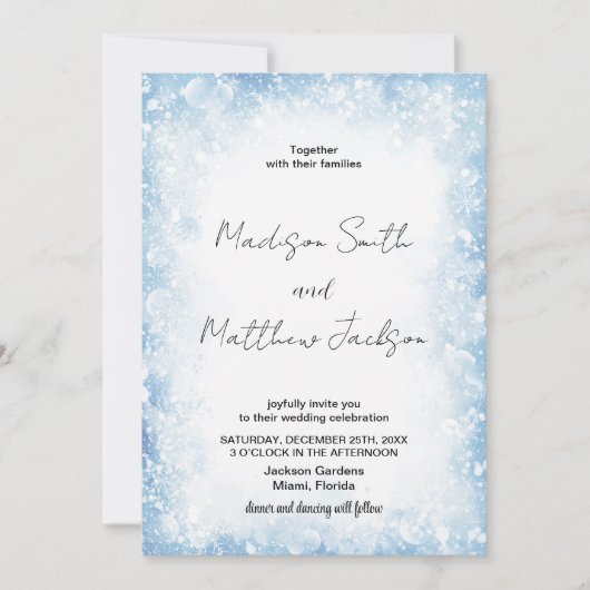Blue Cloud neige les invitations de mariage (Devant)