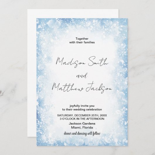 Blue Cloud neige les invitations de mariage (Devant / Derrière)
