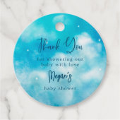 Blue Cloud Nine Baby shower Bedankjes Labels (Voorkant)