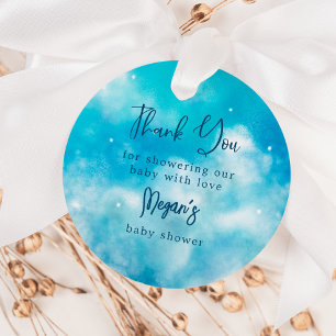 Blue Cloud Nine Baby shower Bedankjes Labels