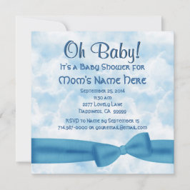 Blue Clouds Bow en Leopard Baby Boy Shower Kaart