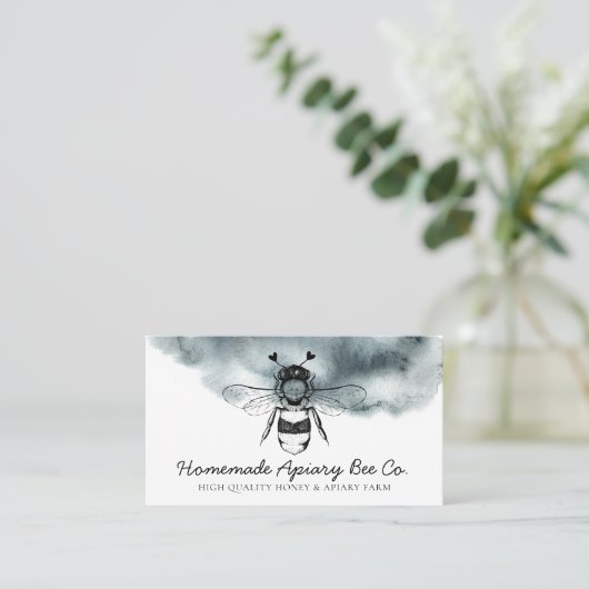 Blue Cloudy Heart Apiary Honey Bee Visitekaartje (Staand voorkant)