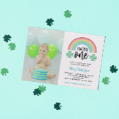 Blue Clover Rainbow Lucky One Foto 1st Birthday Kaart