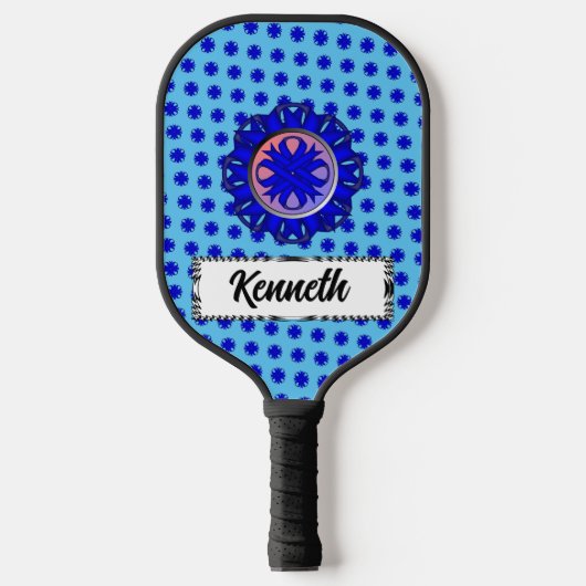 Blue Clover Ribbon van Kenneth Yoncich Pickleball Paddle (Voorkant)