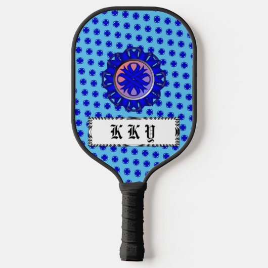 Blue Clover Ribbon van Kenneth Yoncich Pickleball Paddle (Achterkant)