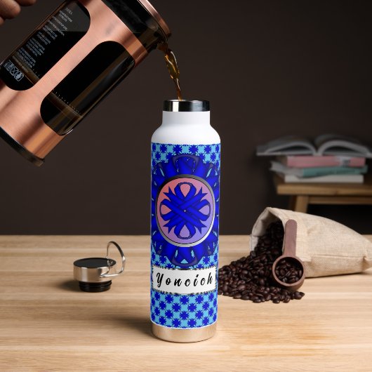 Blue Clover Ribbon van Kenneth Yoncich Waterfles (Koffie)