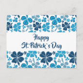 Blue Clover Shamrock Pattern St. Patrick's Day Briefkaart (Voorkant)