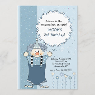 Blue Clown Invitation Kaart
