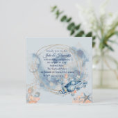 Blue Coastal Beach invitations à l'anniversaire de (Debout devant)