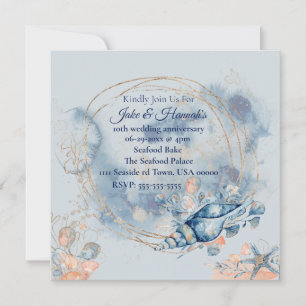 Blue Coastal Beach invitations à l'anniversaire de