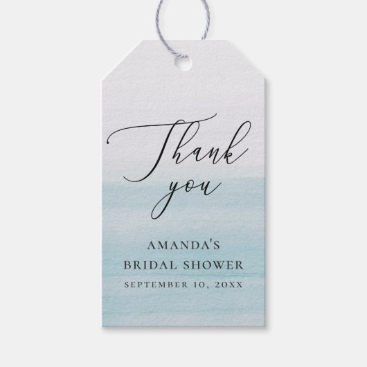Blue Coastal Bridal Shower | Beach Thank You Favor Cadeaulabel (Voorkant)