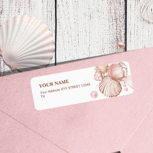 Blue Coastal Chic Blush roze Zeeschelp Etiket