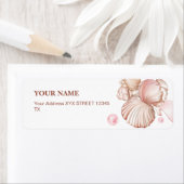 Blue Coastal Chic Blush roze Zeeschelp Etiket (Insitu)