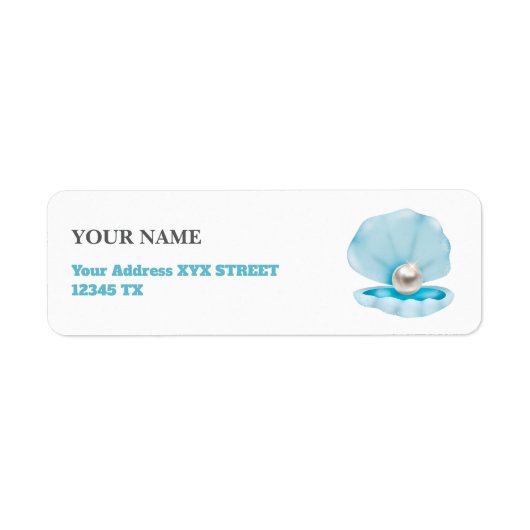 Blue Coastal Chic Seashell Etiket (Voorkant)
