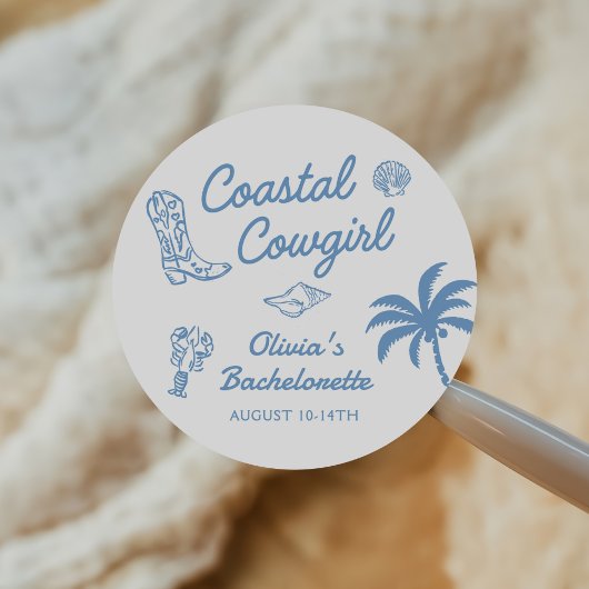 Blue Coastal Cowgirl vrijgezellenfeest Ronde Sticker