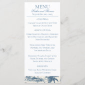 Blue Coastal Hand getrokken bruiloft menu (Voorkant)