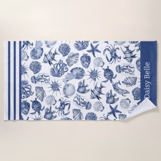 Blue Coastal Living Home Decor Strandlaken (Voorkant)