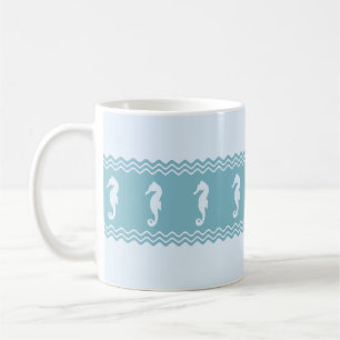 Blue Coastal Seahorses Stripes Koffiemok