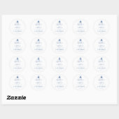 Blue Coastal Toile Lighthouse Wedding Ronde Sticker (Vel)