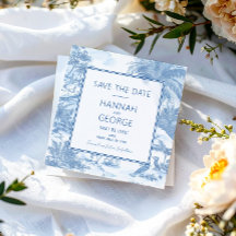 Blue Coastal Toile Mariage Enregistrer la carte Da