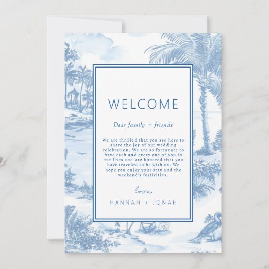 Blue Coastal Toile programme de mariage Carte de b (Devant)