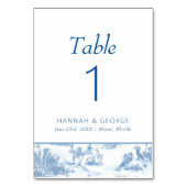 Blue Coastal Toile Trouwtafel nummer Kaart (Achterkant)