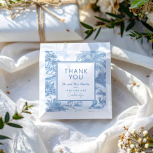 Blue Coastal Toile Wedding Bedankt kaart Bedankzakje