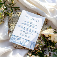 Blue Coastal Toile Wedding informatie detailkaart