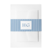 Blue Coastal Toile Wedding Monogram Uitnodigingen Wikkel (Voorkant Voorbeeld)