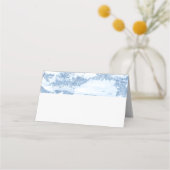 Blue Coastal Toile Wedding Place Cards (Achterkant)