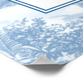 Blue Coastal Toile Wedding Welkomstbordje Poster (Hoek)