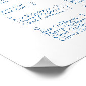 Blue Coastal Toile Wedding Zitplaatsen Poster (Hoek)