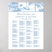 Blue Coastal Toile Wedding Zitplaatsen Poster (Voorkant)