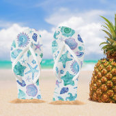 Blue Coastal Waterverf Zee shell en zeesterren Teenslippers