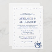 Blue Coastal Wedding Invitation Kaart (Voorkant / Achterkant)