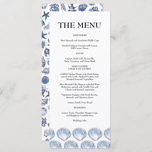 Blue Coastal Wedding Menu (Voorkant / Achterkant)