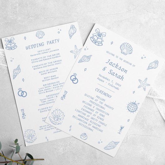Blue Coastal Wedding Programma
