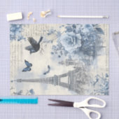 Blue  Collage met de Eifeltoren Tissuepapier (Craft)