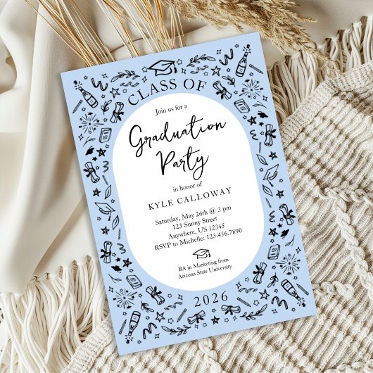 Blue College Graduation Invitation