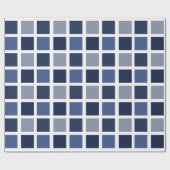 Blue Color Squares Checkered Cadeaupapier (Vlak)