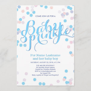 Blue Colorful Modern Baby Sprinkle Invitation Boy Kaart