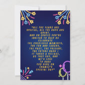 Blue Colorful Neon Birthday Party Invitation (Dos)