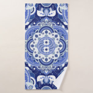 Blue colors vintage geometric pattern. Light india