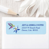 Blue Columbine Garden Hummingbird Etiket (Insitu)