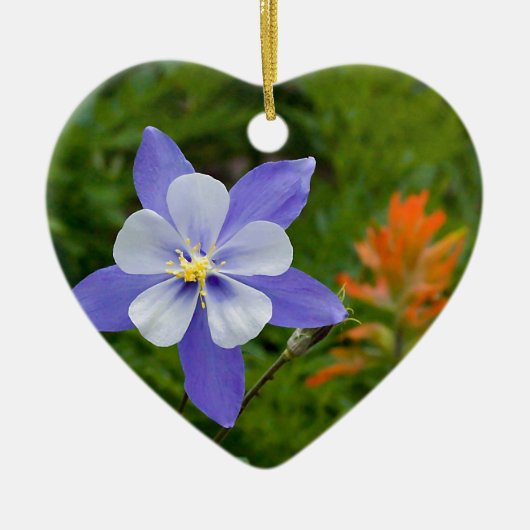 Blue Columbine Keramisch Ornament (Voorkant)