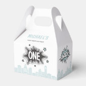 Blue Comics Boek Superhero Gable Favor Box Bedankdoosjes (Achterkant)