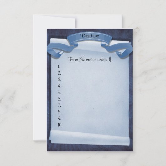 Blue Commitment Ceremony Custom Driving Directions Kaart (Voorkant)
