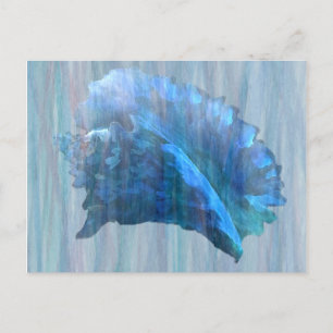Blue Conch Seashell Art Briefkaart
