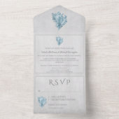 Blue Conch Shell All in One Wedding Invite All In One Uitnodiging (Binnen)