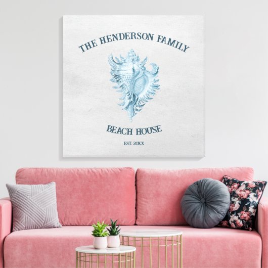 Blue Conch Shell Canvas Afdruk (Insitu (Woonkamer))